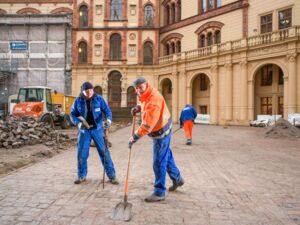 Pflasterung mit Natursteinen im Schlossinnenhof, Schwerin